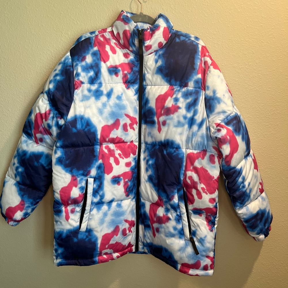 WESC tie-dye vegan puffer jacket men’s unisex size large